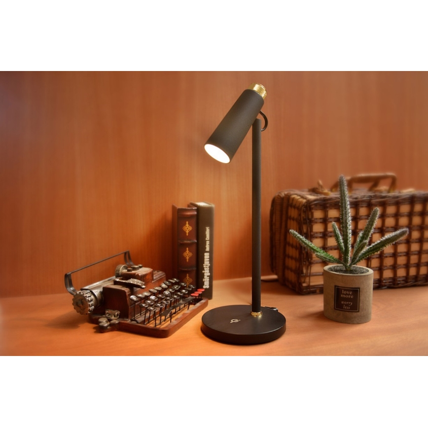 LED Stmívatelná stolní lampa s bezdrátovým Qi nabíjením TIT LED/12W/230V černá