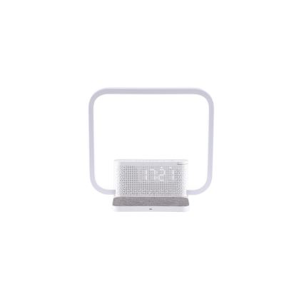 LED Stmívatelná stolní lampa s budíkem a Qi nabíjením LED/18W/230V bílá