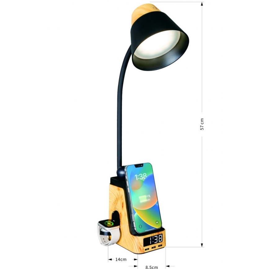 LED+CCT Stmívatelná stolní lampa s bezdrátovým nabíjením QI IDEAL LED/8W/230V 2700/4000/5000K béžová