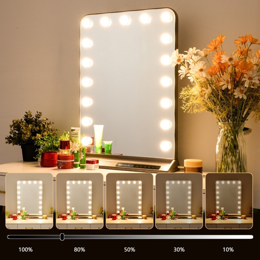 LED Stmívatelné make-up zrcadlo HOLLYWOOD LED/18W/230V 3000/4200/6000K šedá