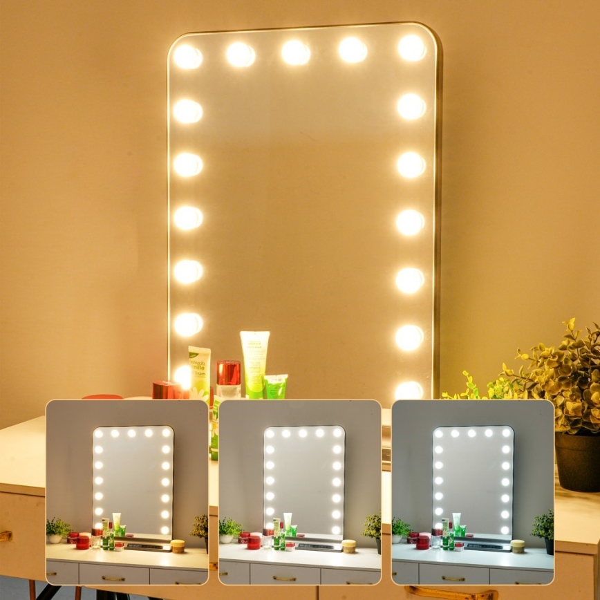 LED Stmívatelné make-up zrcadlo HOLLYWOOD LED/18W/230V 3000/4200/6000K šedá