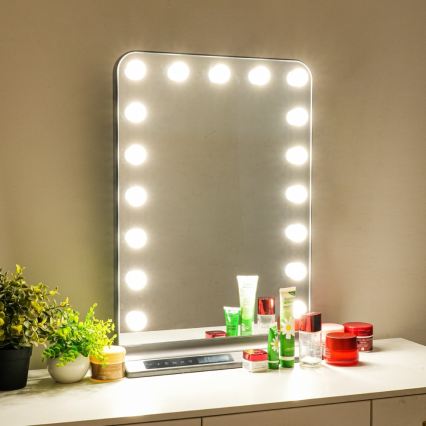 LED Stmívatelné make-up zrcadlo HOLLYWOOD LED/18W/230V 3000/4200/6000K šedá