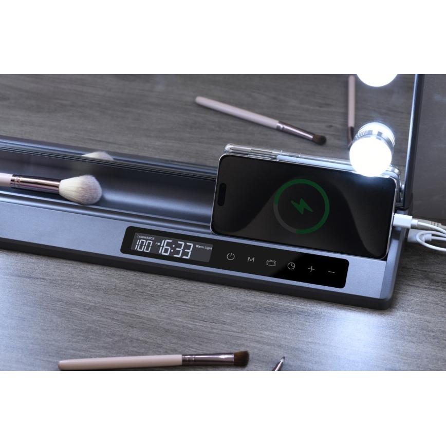 LED Stmívatelné make-up zrcadlo HOLLYWOOD LED/18W/230V 3000/4200/6000K šedá