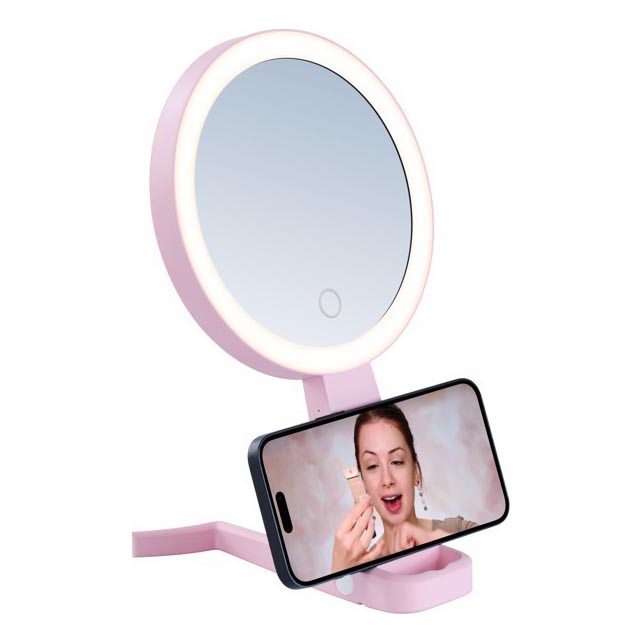 Immax 09102L - LED+CCT Stmívatelné kosmetické zrcátko SWEET LED/3W/5V růžová