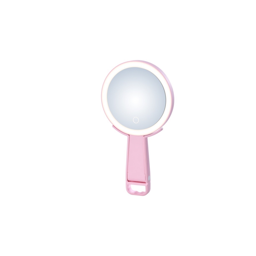 Immax 09102L - LED+CCT Stmívatelné kosmetické zrcátko SWEET LED/3W/5V růžová