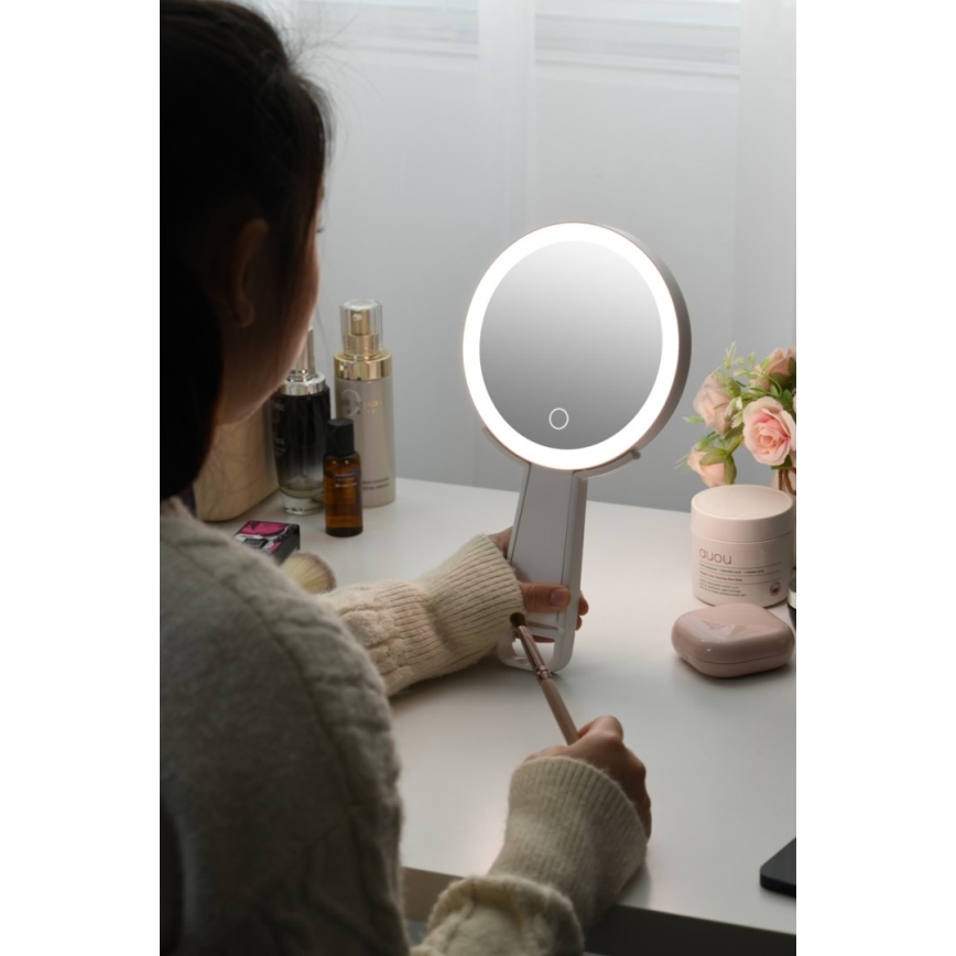 Immax 09103L - LED+CCT Stmívatelné kosmetické zrcátko SWEET LED/3W/5V bílá
