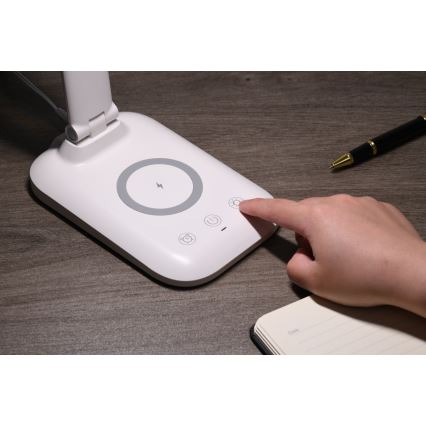 LED Stmívatelná stolní lampa s bezdrátovým nabíjením QI a USB LUMI LED/7W/230V bílá