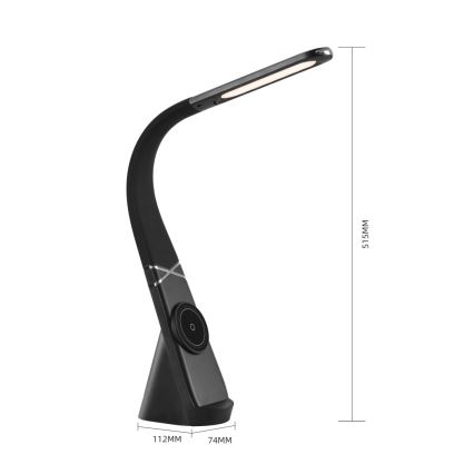 LED Stmívatelná stolní lampa s bezdrátovým nabíjením MAGIC LED/5W/230V černá
