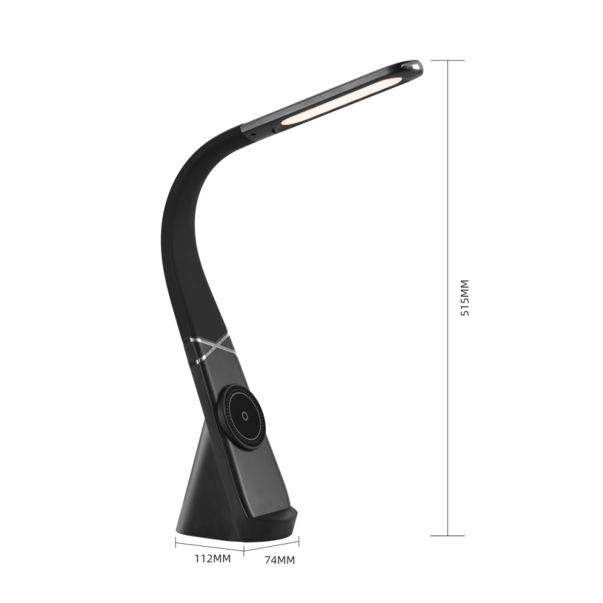 LED Stmívatelná stolní lampa s bezdrátovým nabíjením MAGIC LED/5W/230V černá