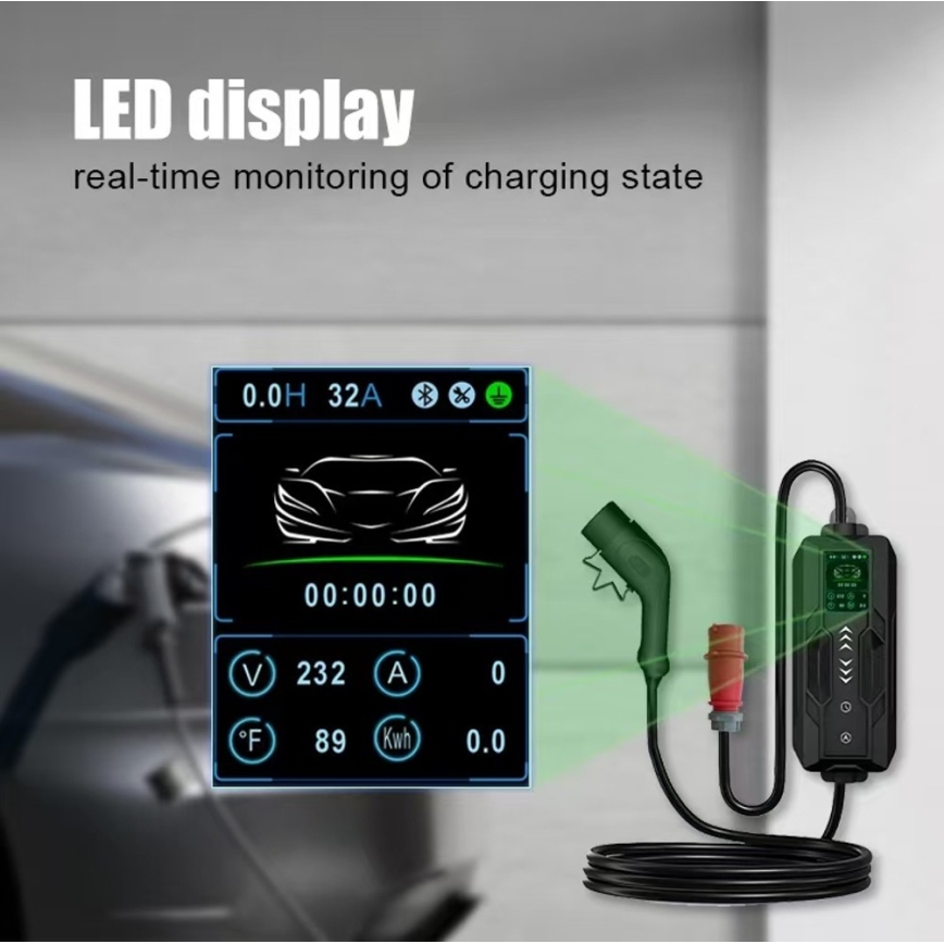 Immax - Cestovní nabíjecí stanice EV pro elektromobily AC Type 2 16A/380V 11kW + zástrčka 230V, 3,7kW 5m + pouzdro