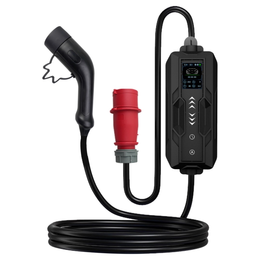 Immax - Cestovní nabíjecí stanice EV pro elektromobily AC Type 2 16A/380V 11kW + zástrčka 230V, 3,7kW 5m + pouzdro