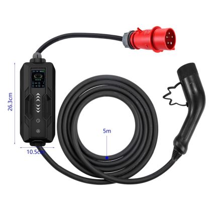 Immax - Cestovní nabíjecí stanice EV pro elektromobily AC Type 2 16A/380V 11kW + zástrčka 230V, 3,7kW 5m + pouzdro