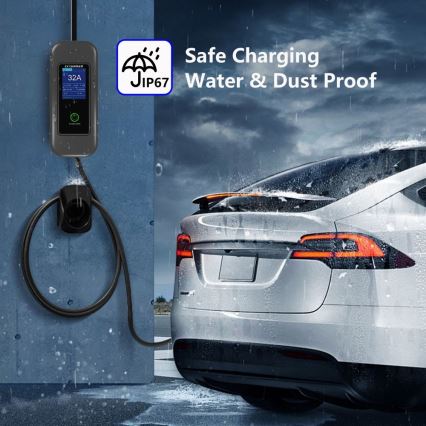 Immax - Cestovní nabíjecí stanice EV pro elektromobily AC Type 2 32A/380V 22kW + zástrčka 230V 5m Wi-Fi Tuya