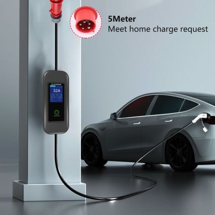 Immax - Cestovní nabíjecí stanice EV pro elektromobily AC Type 2 32A/380V 22kW + zástrčka 230V 5m Wi-Fi Tuya