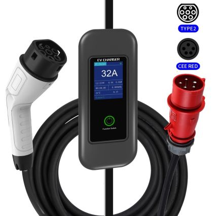 Immax - Cestovní nabíjecí stanice EV pro elektromobily AC Type 2 32A/380V 22kW + zástrčka 230V 5m Wi-Fi Tuya