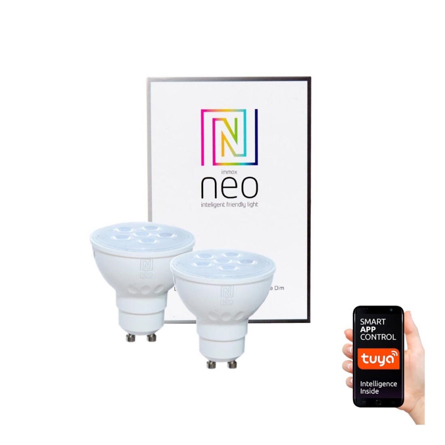 Immax NEO 07003B - SADA 2x LED Stmívatelná žárovka GU10/4,8W/230V ZigBee 2700K Tuya