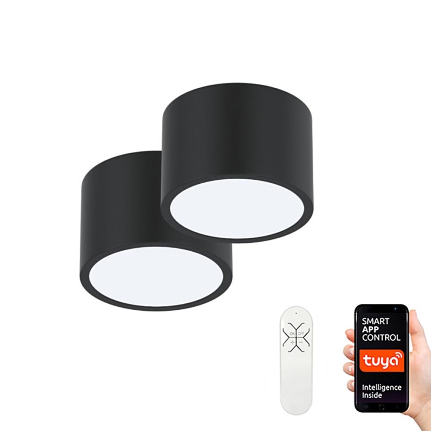 Immax Neo 07023L-15BD - Sada 2x LED Stmívatelné stropní svítidlo RONDATE černá 2xLED/12W/230V + dálkové ovládání Tuya