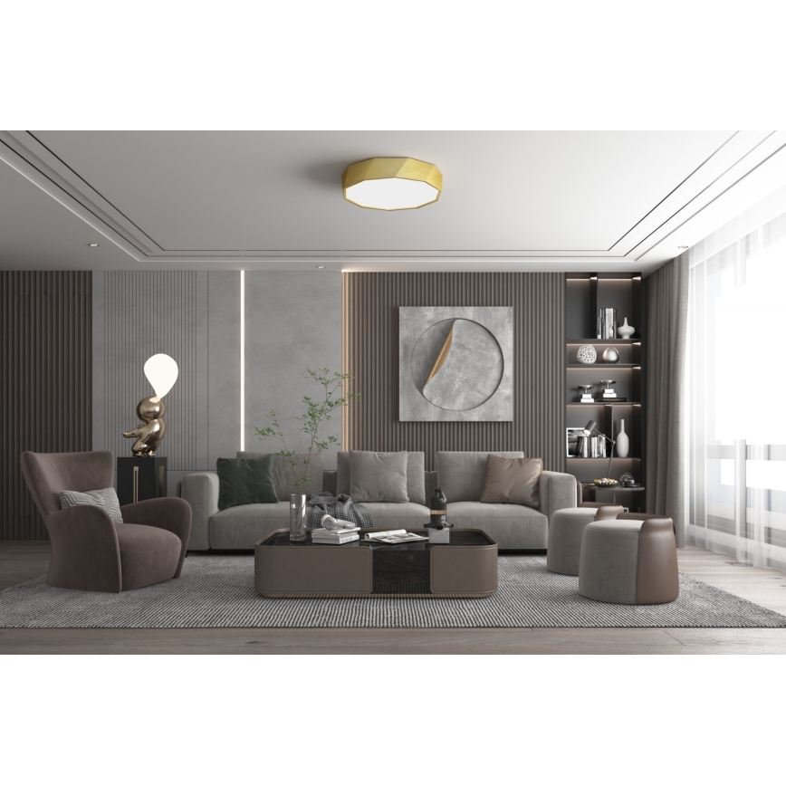 Immax NEO 07132-G60- LED SMART Stmívatelné stropní svítidlo DIAMANTE LED/43W/230V zlatá 60 cm Tuya ZigBee + dálkové ovládání 