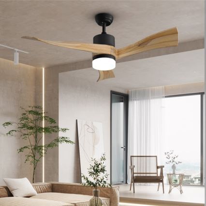 Immax NEO 07136-B - LED Stmívatelný stropní ventilátor SOFISTICADO LED/18W/230V dub Wi-Fi Tuya + dálkové ovládání