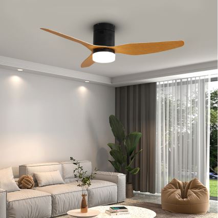 Immax NEO 07142-B - LED Stropní ventilátor NEO LITE VENTO LED/18W/230V Tuya Wi-Fi černá/dřevo + dálkové ovládání