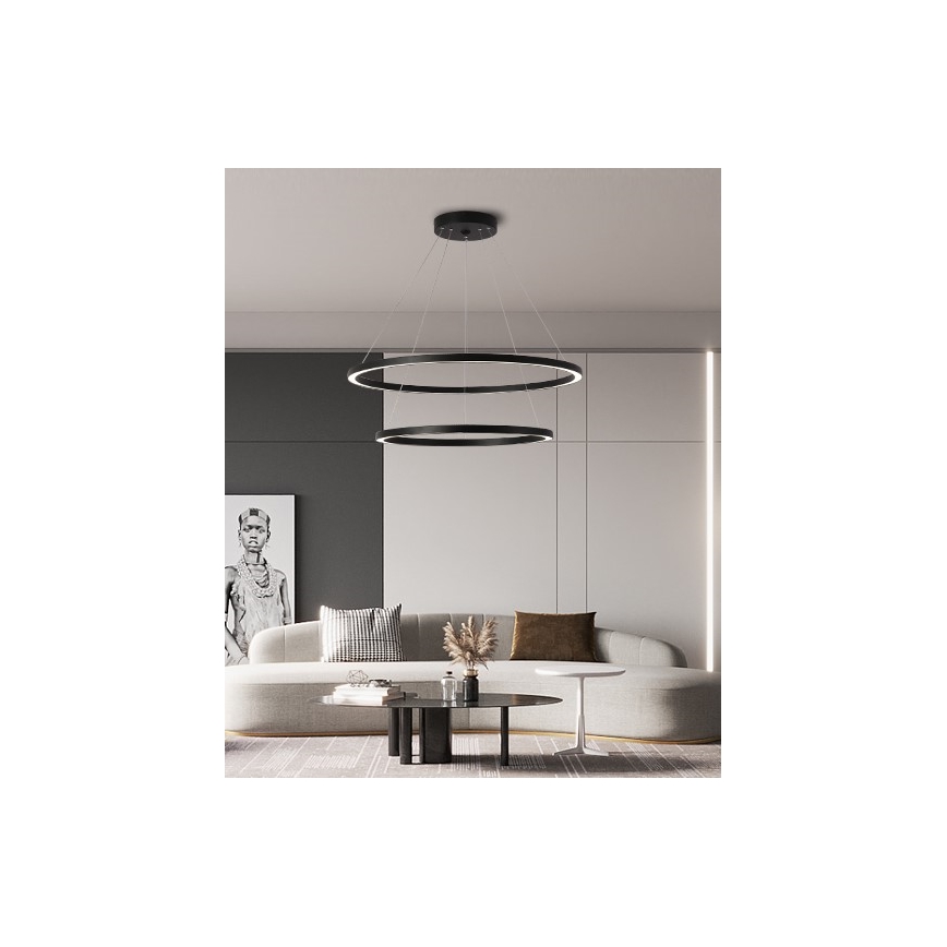 Immax NEO 07158-B80-60 - LED Stmívatelný lustr na lanku FINO LED/93W/230V Tuya černá + dálkové ovládání