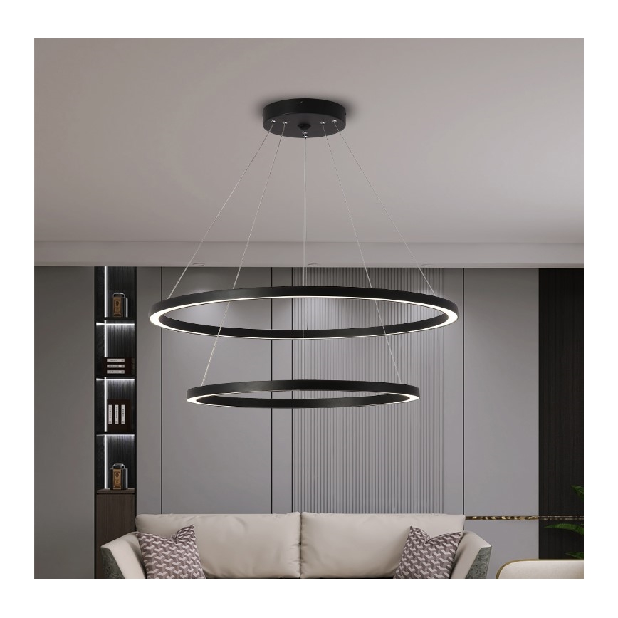 Immax NEO 07158-B80-60 - LED Stmívatelný lustr na lanku FINO LED/93W/230V Tuya černá + dálkové ovládání