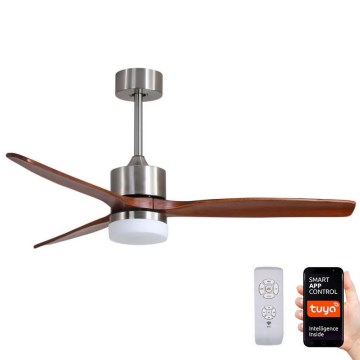 Immax NEO 07165-S - LED Stropní ventilátor ELEGANTE LED/18W/230V dub Wi-Fi Tuya + dálkové ovládání