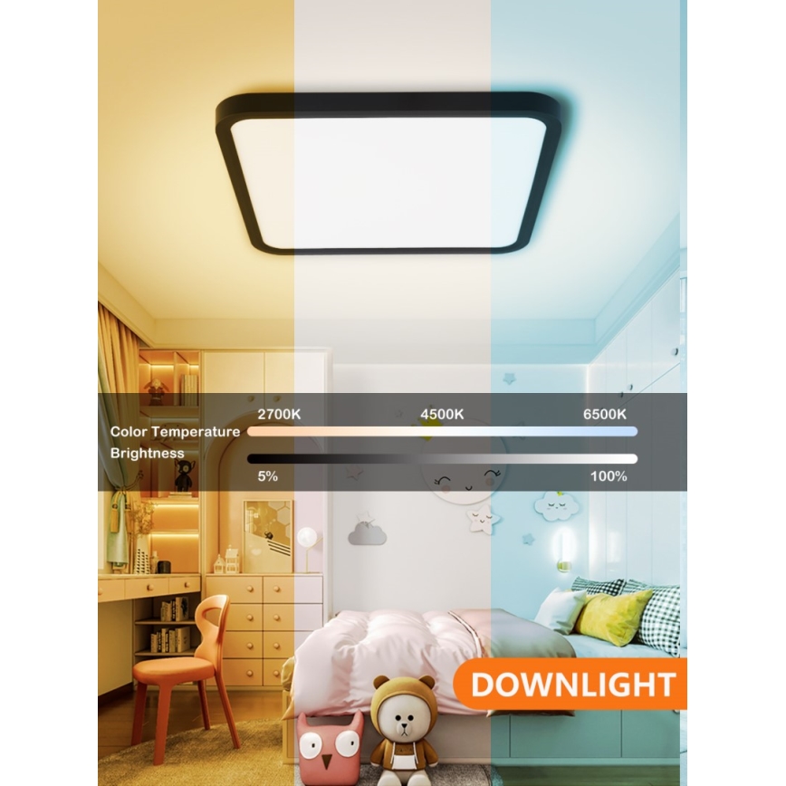 Immax NEO 07167-B40 - LED RGB+CCT Stmívatelné stropní svítidlo NEO LITE TUDO LED/50W/230V Wi-Fi Tuya černá + dálkové ovládání