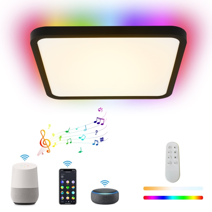 Immax NEO 07167-B40 - LED RGB+CCT Stmívatelné stropní svítidlo NEO LITE TUDO LED/50W/230V Wi-Fi Tuya černá + dálkové ovládání