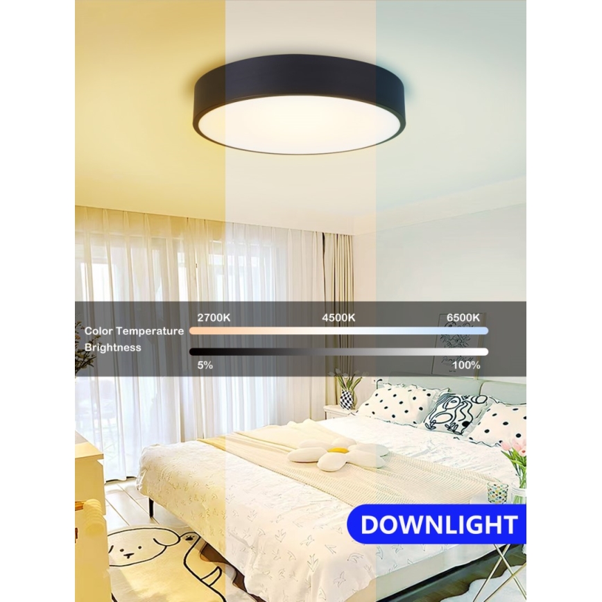 Immax NEO 07201L - LED Stmívatelné stropní svítidlo RONDATE LED/28W/230V černá Tuya + dálkové ovládání