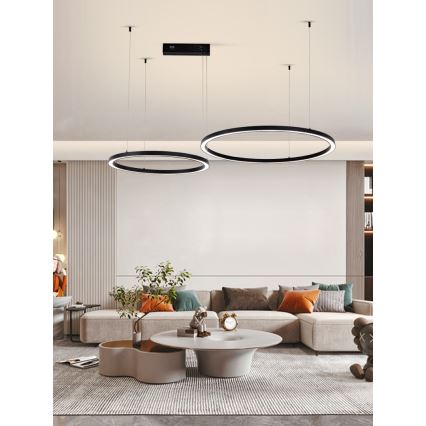 Immax NEO 07216L - LED Stmívatelný lustr na lanku FINO LED/93W/230V 60/80cm černá Tuya + dálkové ovládání