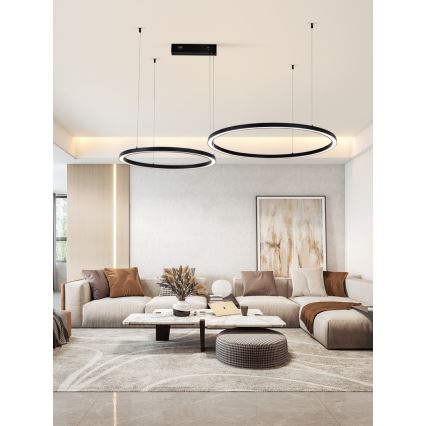 Immax NEO 07216L - LED Stmívatelný lustr na lanku FINO LED/93W/230V 60/80cm černá Tuya + dálkové ovládání