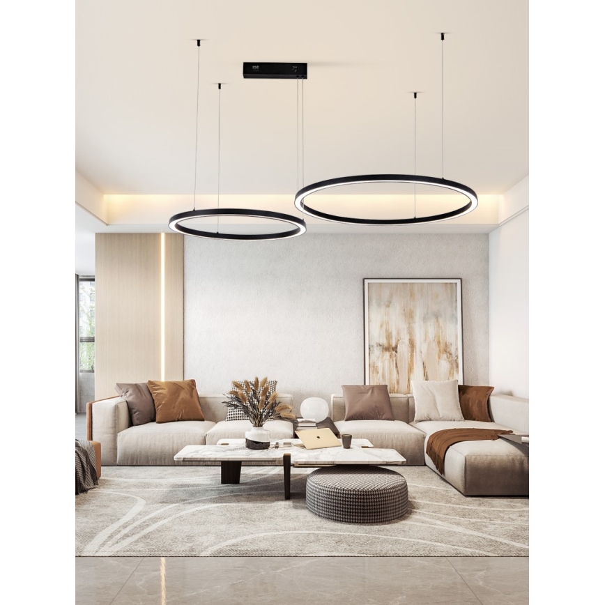 Immax NEO 07216L - LED Stmívatelný lustr na lanku FINO LED/93W/230V 60/80cm černá Tuya + dálkové ovládání