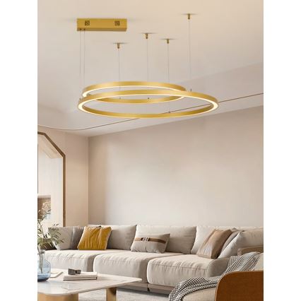 Immax NEO 07218L - LED Stmívatelný lustr na lanku FINO LED/93W/230V 60/80cm zlatá Tuya + dálkové ovládání