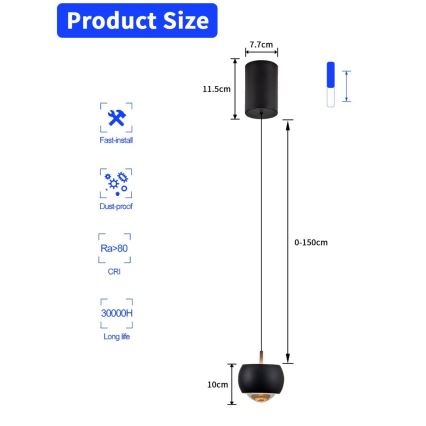 Immax NEO 07219L - LED Stmívatelný lustr na lanku DORMINE LED/6W/230V matná černá Tuya + dálkové ovládání