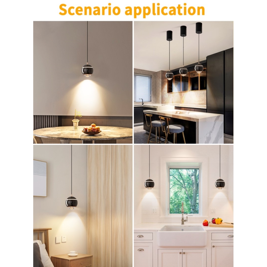 Immax NEO 07220L - LED Stmívatelný lustr na lanku DORMINE LED/6W/230V lesklá černá Tuya + dálkové ovládání