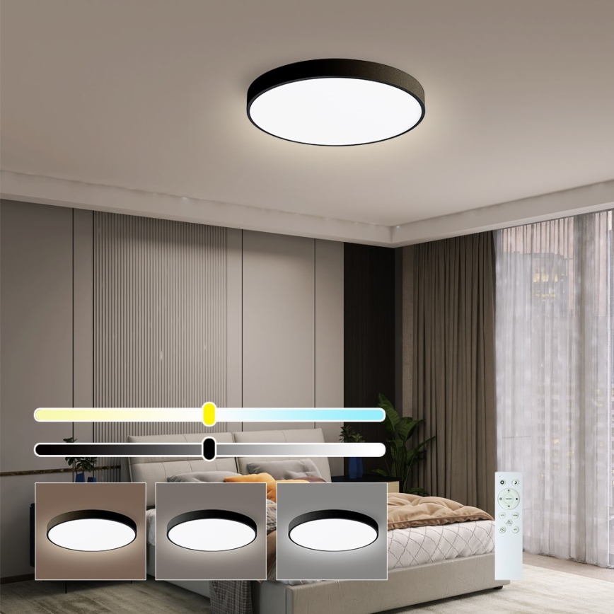 Immax NEO 07248L - LED Stmívatelné stropní svítidlo NEO LITE SEMPLICI LED/36W/230V 3000-6000K Wi-Fi Tuya černá + dálkové ovládání