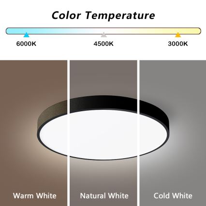 Immax NEO 07248L - LED Stmívatelné stropní svítidlo NEO LITE SEMPLICI LED/36W/230V 3000-6000K Wi-Fi Tuya černá + dálkové ovládání