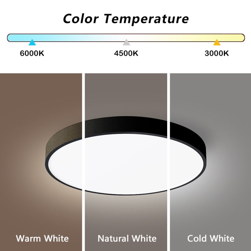 Immax NEO 07248L - LED Stmívatelné stropní svítidlo NEO LITE SEMPLICI LED/36W/230V 3000-6000K Wi-Fi Tuya černá + dálkové ovládání