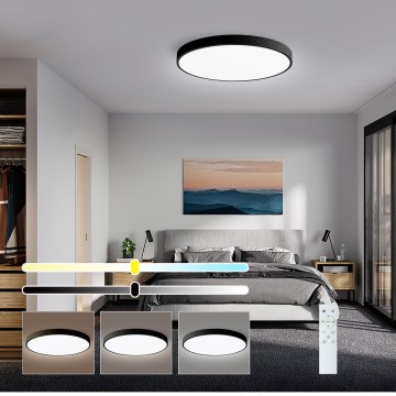 Immax NEO 07249L - LED Stmívatelné stropní svítidlo NEO LITE SEMPLICI LED/48W/230V 3000-6000K Wi-Fi Tuya černá + dálkové ovládání