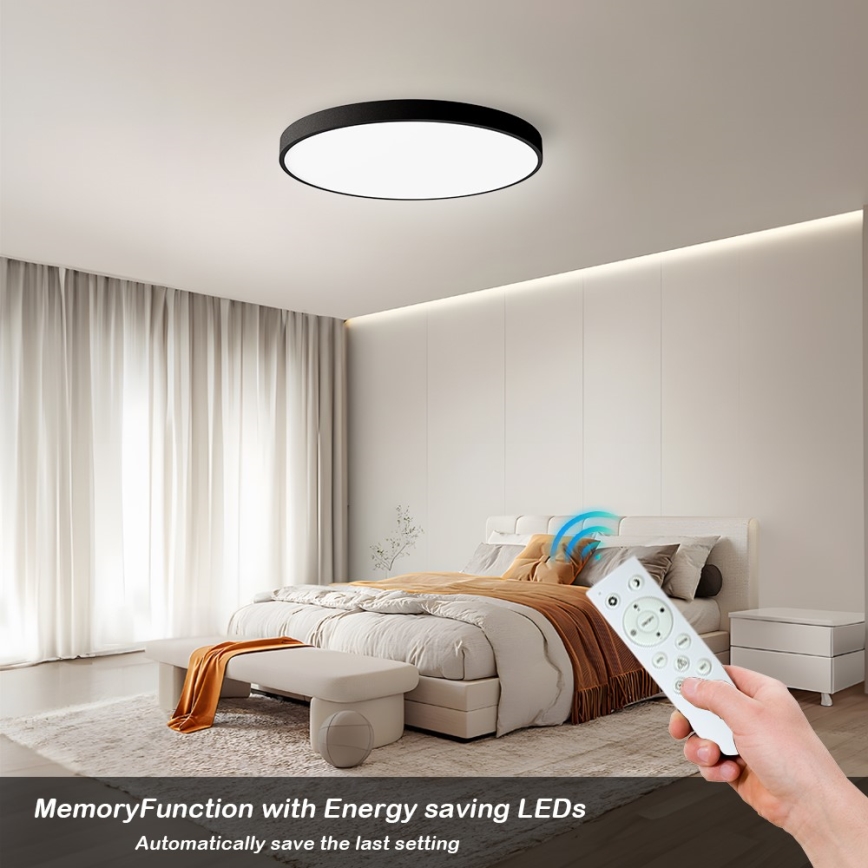 Immax NEO 07250L - LED Stmívatelné stropní svítidlo NEO LITE SEMPLICI LED/60W/230V 3000-6000K Wi-Fi Tuya černá + dálkové ovládání