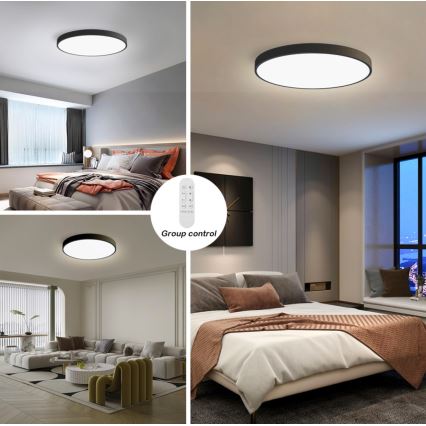 Immax NEO 07250L - LED Stmívatelné stropní svítidlo NEO LITE SEMPLICI LED/60W/230V 3000-6000K Wi-Fi Tuya černá + dálkové ovládání