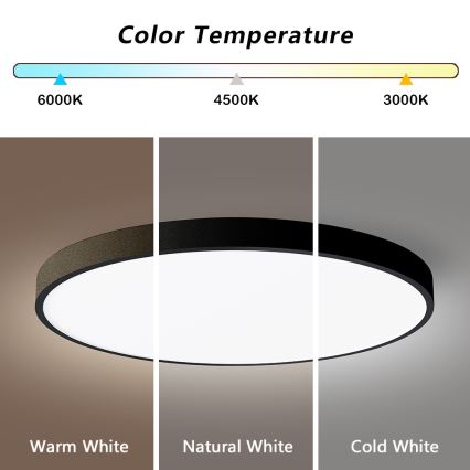 Immax NEO 07250L - LED Stmívatelné stropní svítidlo NEO LITE SEMPLICI LED/60W/230V 3000-6000K Wi-Fi Tuya černá + dálkové ovládání