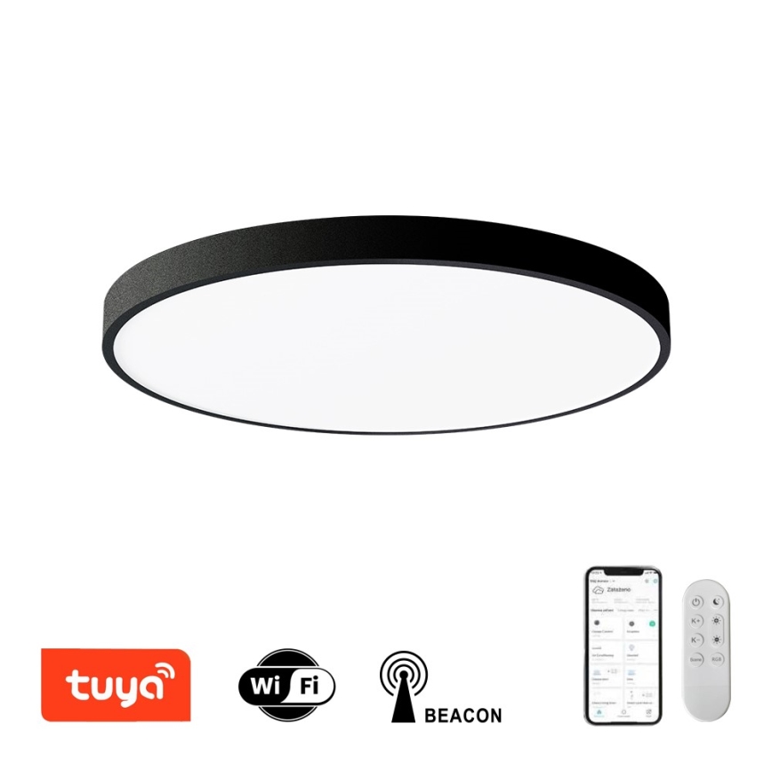 Immax NEO 07250L - LED Stmívatelné stropní svítidlo NEO LITE SEMPLICI LED/60W/230V 3000-6000K Wi-Fi Tuya černá + dálkové ovládání