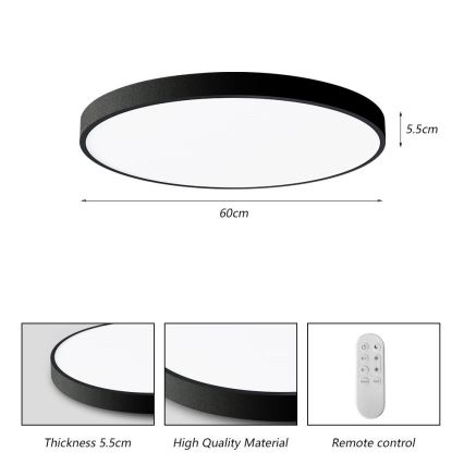 Immax NEO 07250L - LED Stmívatelné stropní svítidlo NEO LITE SEMPLICI LED/60W/230V 3000-6000K Wi-Fi Tuya černá + dálkové ovládání