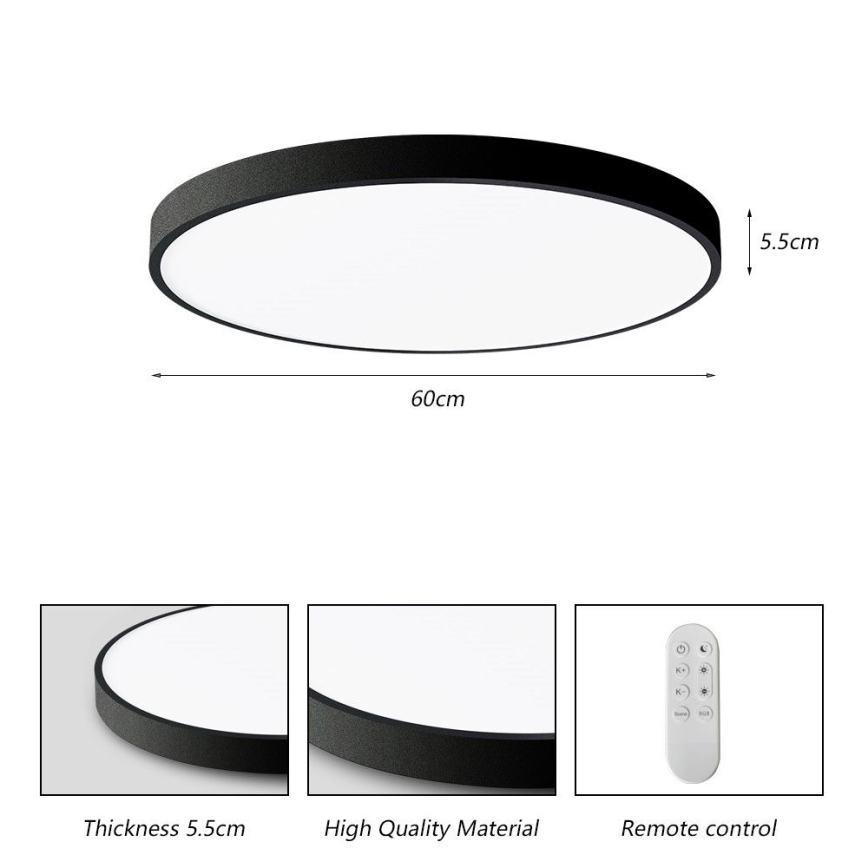 Immax NEO 07250L - LED Stmívatelné stropní svítidlo NEO LITE SEMPLICI LED/60W/230V 3000-6000K Wi-Fi Tuya černá + dálkové ovládání