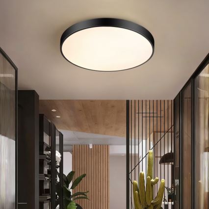 Immax NEO 07250L - LED Stmívatelné stropní svítidlo NEO LITE SEMPLICI LED/60W/230V 3000-6000K pr. 60 cm Wi-Fi Tuya černá + dálkové ovládání