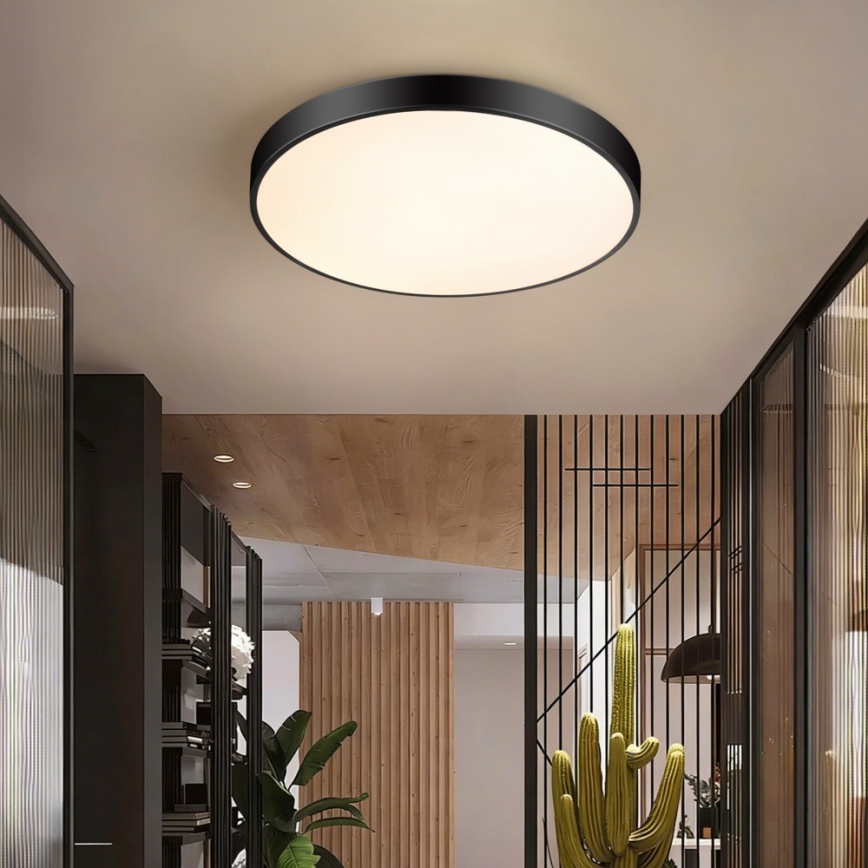 Immax NEO 07250L - LED Stmívatelné stropní svítidlo NEO LITE SEMPLICI LED/60W/230V 3000-6000K pr. 60 cm Wi-Fi Tuya černá + dálkové ovládání