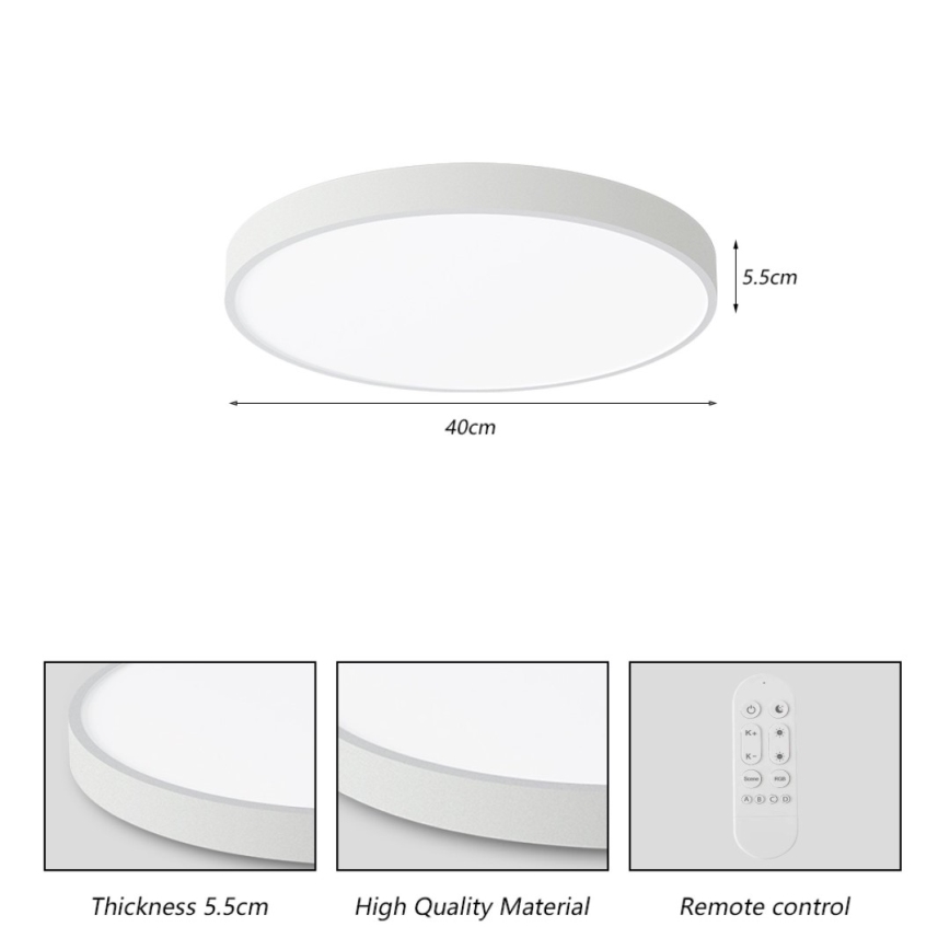 Immax NEO 07251L - LED Stmívatelné stropní svítidlo NEO LITE SEMPLICI LED/36W/230V 3000-6000K pr. 40 cm Wi-Fi Tuya bílá + dálkové ovládání