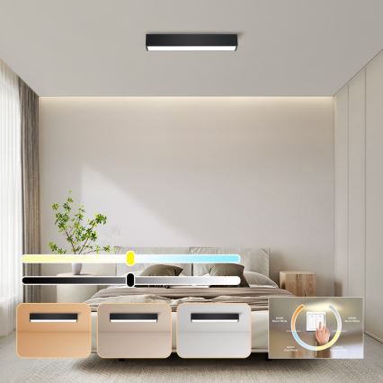 Immax NEO 07254L - LED Stmívatelné stropní svítidlo NEO LITE LUNGO LED/20W/230V 3000-6000K Wi-Fi Tuya černá + dálkové ovládání
